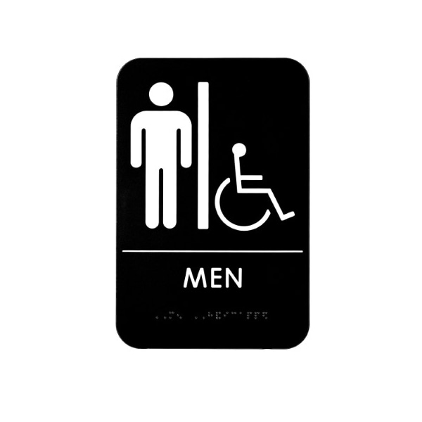 Alpine Industries Mens Braille Handicapped Restroom Sign, Black/White, ADA Compliant, 6x9, PK15 ALPSGN-2-10pk - main